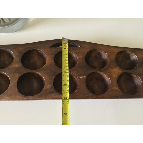 Vintage Hand-Carved Wooden African Mancala Game Board Carved Pits Natural Patina - Picture 12 of 12